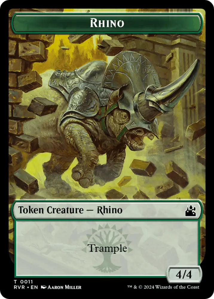 Saproling // Rhino Double-Sided Token [Ravnica Remastered Tokens] - MTG Single