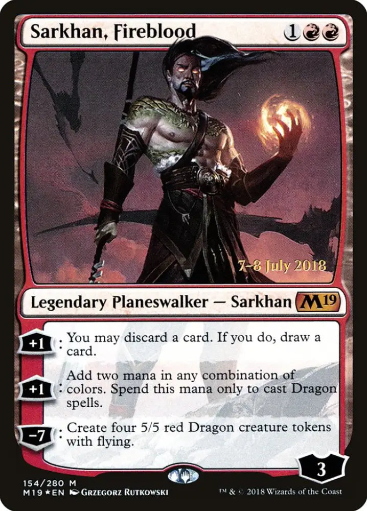Sarkhan Fireblood [Core Set 2019 Prerelease Promos] - MTG Single