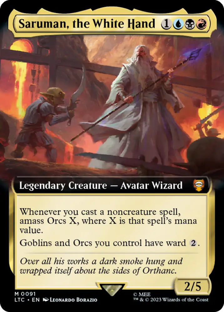 Saruman the White Hand (Extended Art) [The Lord of the Rings: Tales of Middle-Earth Commander] - MTG Single