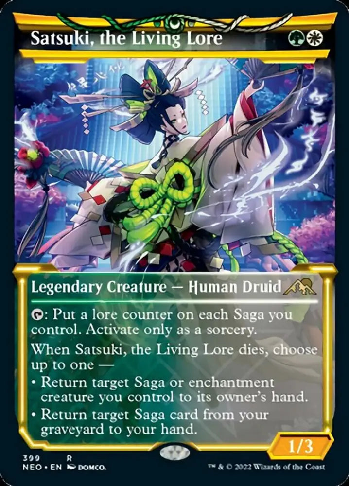 Satsuki the Living Lore (Showcase Soft Glow) [Kamigawa: Neon Dynasty] - MTG Single