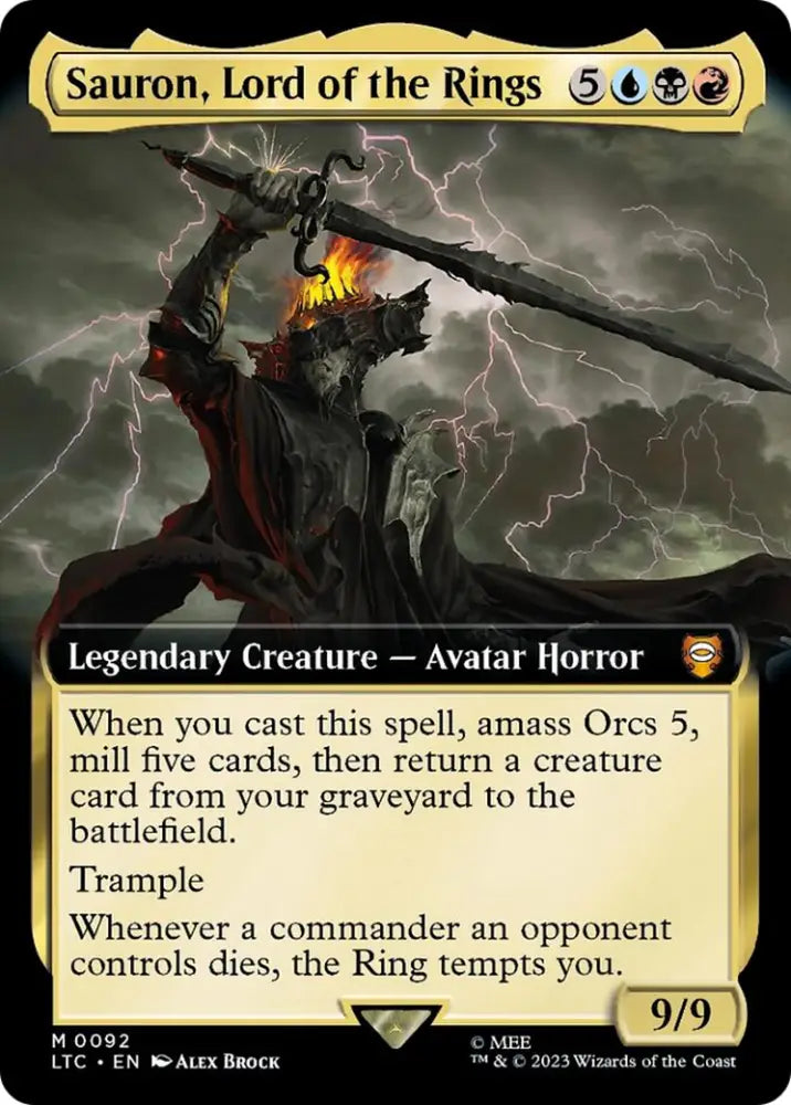 Sauron Lord of the Rings (Extended Art) [The Lord of the Rings: Tales of Middle-Earth Commander] - MTG Single