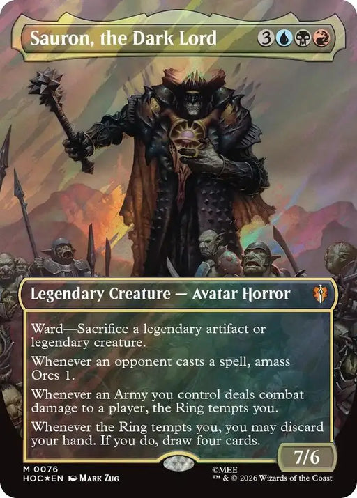 Sauron, the Dark Lord (Borderless) (Surge Foil) (76) [The Hobbit: Eternal-Legal]
