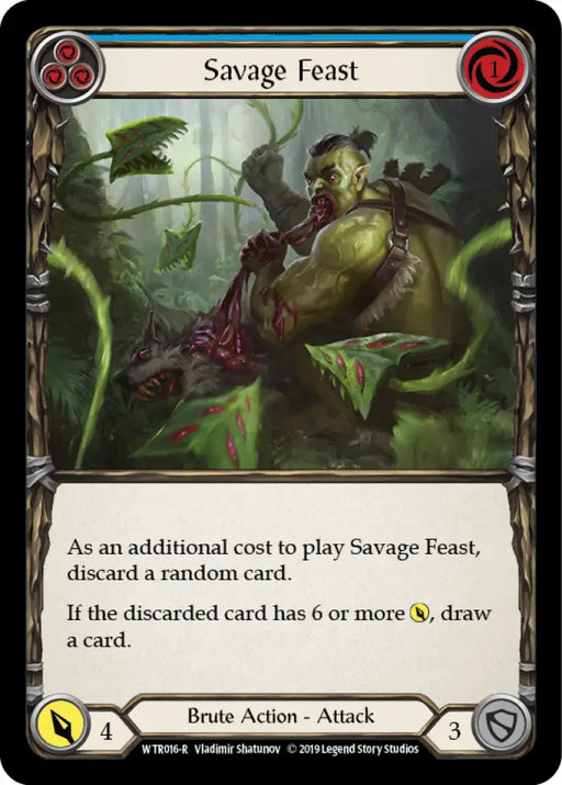 Savage Feast (Blue) [Welcome to Rathe 1st Edition] Alpha Print Rainbow Foil - Flesh And Blood Single