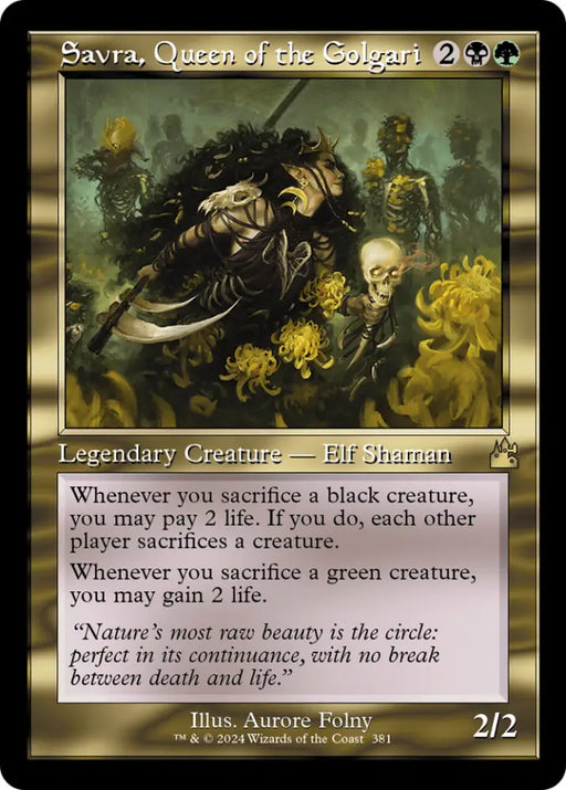 Savra Queen of the Golgari (Retro Frame) [Ravnica Remastered] - MTG Single