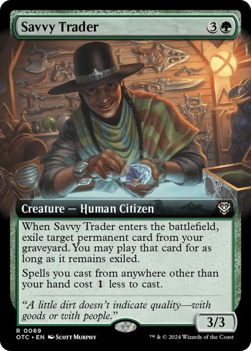 Savvy Trader (Extended Art) [Outlaws of Thunder Junction Commander] - MTG Single