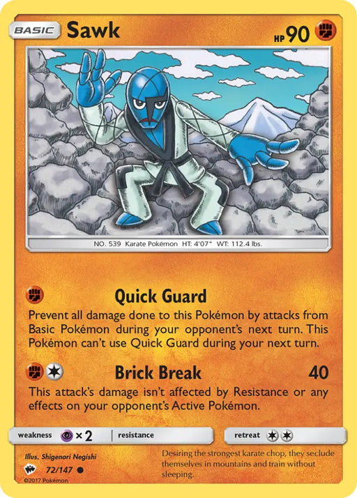 Sawk (72/147) [Sun & Moon: Burning Shadows] - Pokemon Single
