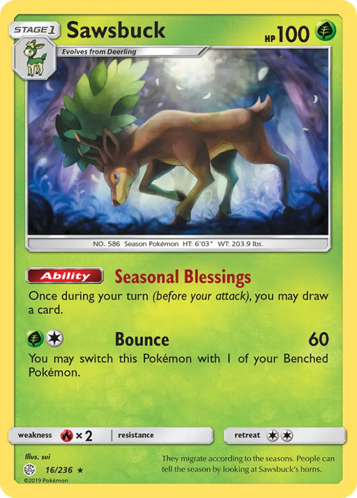 Sawsbuck (16/236) [Sun & Moon: Cosmic Eclipse] - Pokemon Single