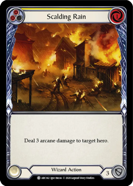 Scalding Rain (Yellow) [Arcane Rising Unlimited] Unlimited Rainbow Foil - Flesh And Blood Single