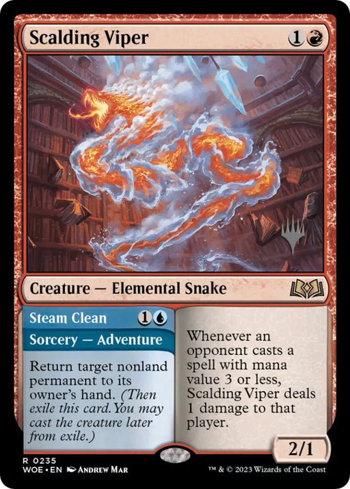 Scalding Viper // Steam Clean (Promo Pack) [Wilds of Eldraine Promos] - MTG Single