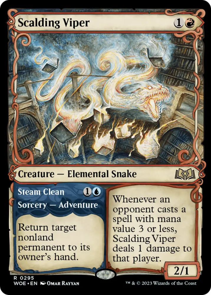 Scalding Viper // Steam Clean (Showcase) [Wilds of Eldraine] - MTG Single