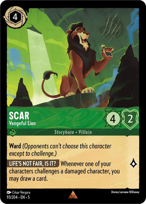 Scar - Vengeful Lion (93/204) [Shimmering Skies] - Lorcana Single