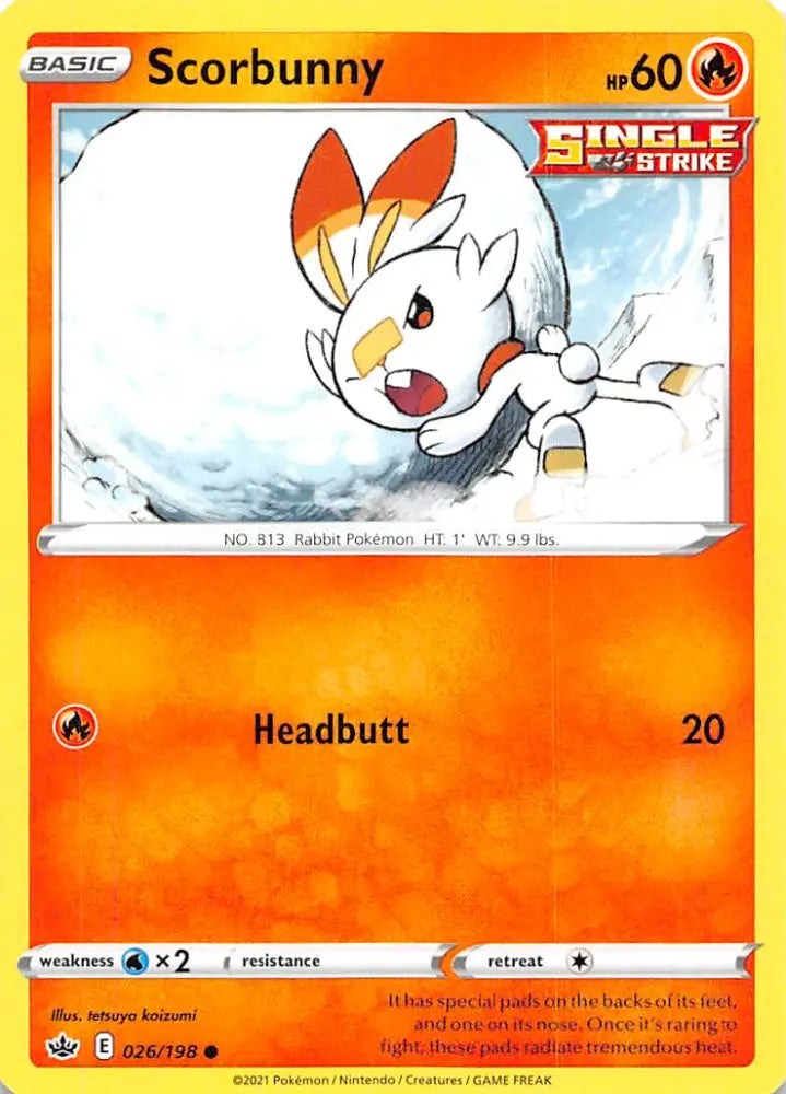 Scorbunny (026/198) [Sword & Shield: Chilling Reign] - Pokemon Single