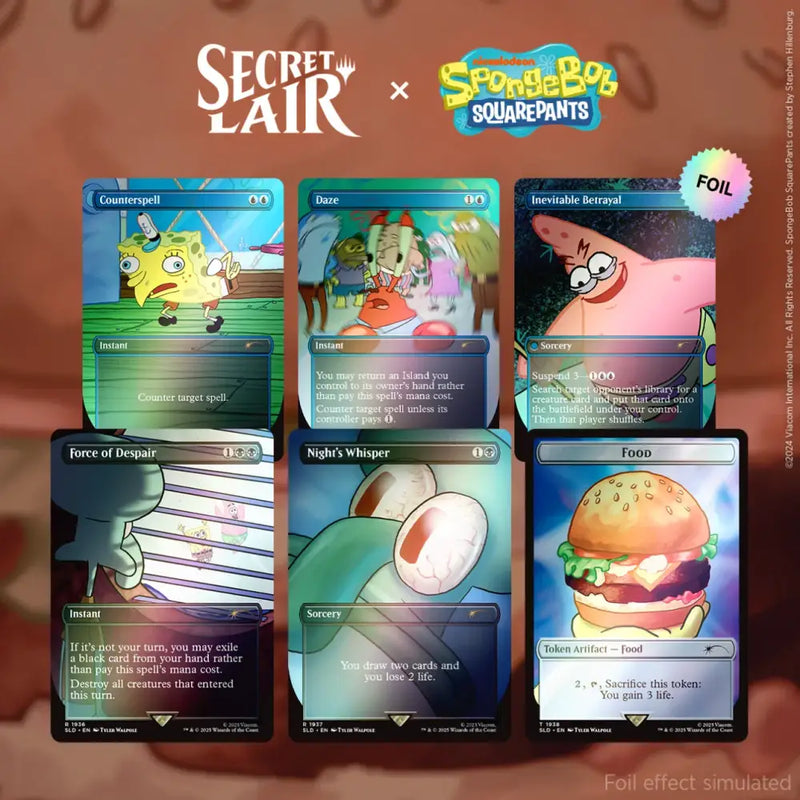 Secret Lair Drop Our Boss is on Vacation Superdrop Spongebob Squarepants Internet Sensation Rainbow Foil Edition