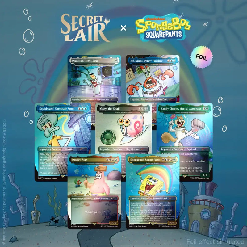 Secret Lair Drop Our Boss is on Vacation Superdrop Spongebob Squarepants Legends of Bikini Bottom Rainbow Foil Edition