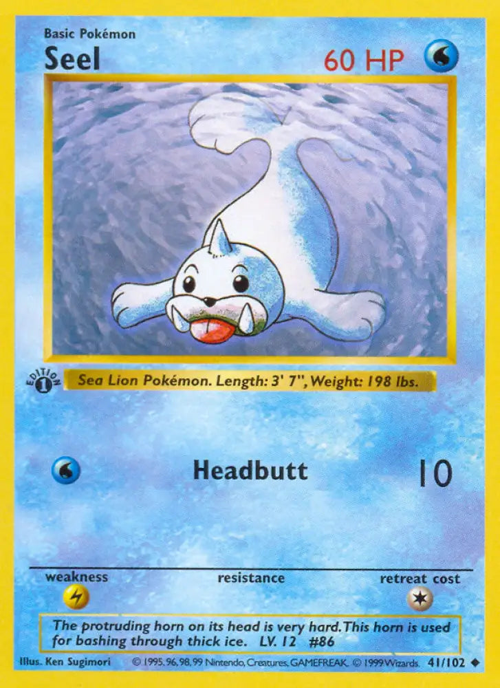 Seel (41/102) (Shadowless) [Base Set 1st Edition] - Pokemon Single