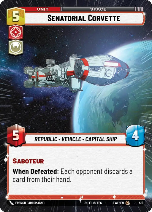 Senatorial Corvette (Hyperspace) (415) [Twilight of the Republic] - Star Wars: Unlimited Single