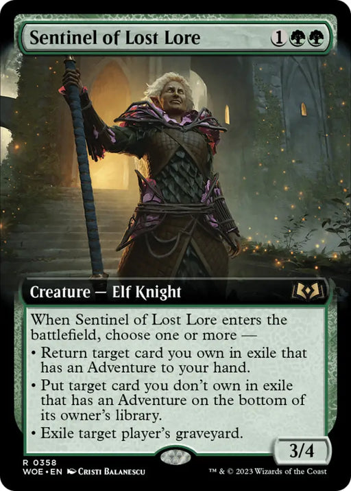 Sentinel of Lost Lore (Extended Art) [Wilds of Eldraine] - MTG Single