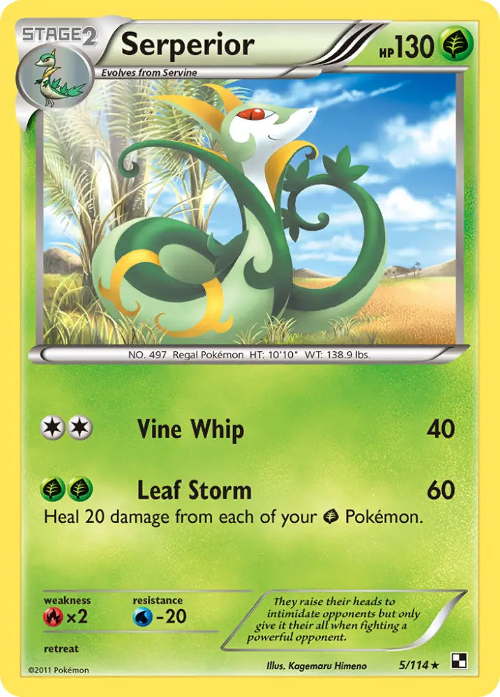 Serperior (5/114) (Green Tornado) (Theme Deck Exclusive) [Black & White: Base Set] - Pokemon Single