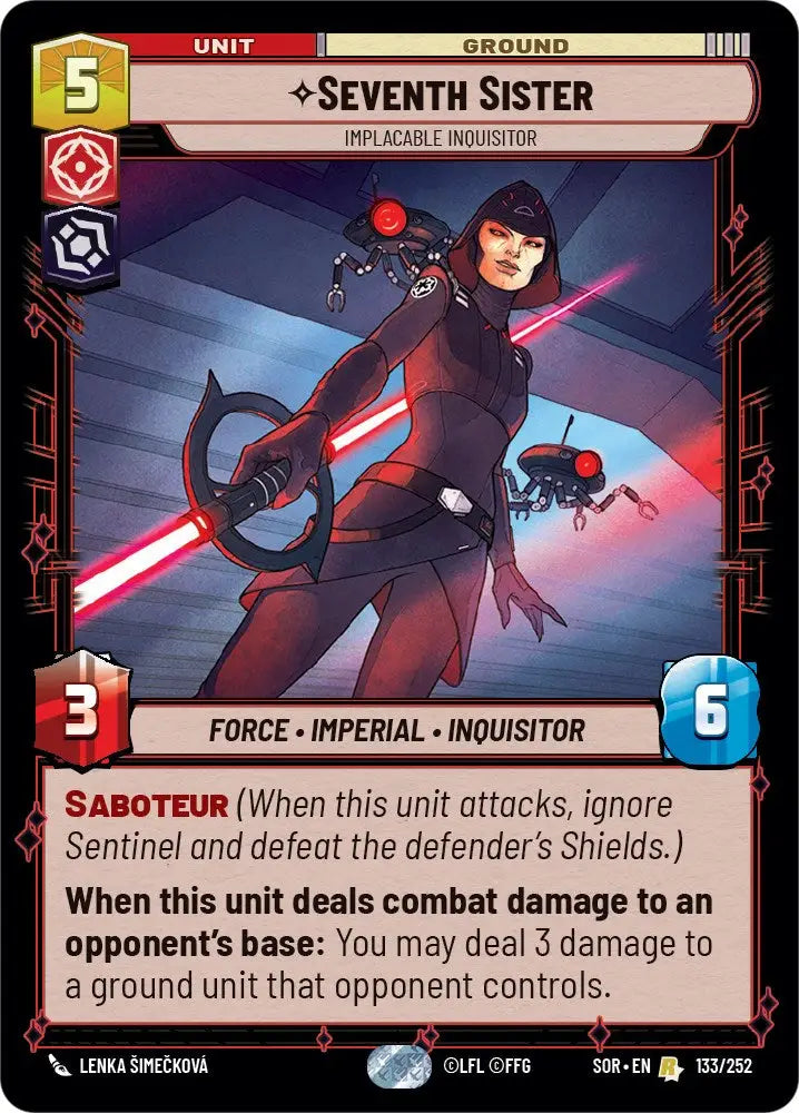 Seventh Sister - Implacable Inquisitor (133/252) [Spark of Rebellion] - Star Wars: Unlimited Single