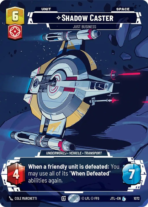 Shadow Caster - Just Business (Prestige Foil) (1072) [Jump to Lightspeed] - Star Wars: Unlimited Single