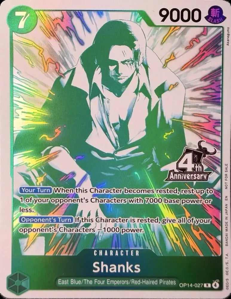 Shanks (4th Anniversary Treasure Campaign Pack) (OP14-027) [One Piece Promotion Cards]