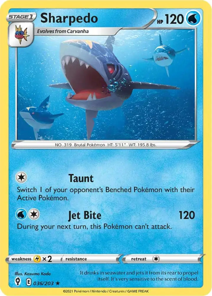Sharpedo (036/203) [Sword & Shield: Evolving Skies] - Pokemon Single