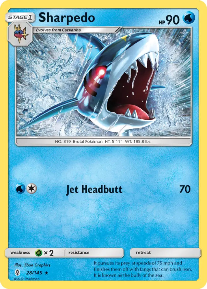 Sharpedo (28/145) [Sun & Moon: Guardians Rising] - Pokemon Single