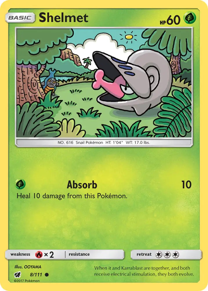 Shelmet (8/111) [Sun & Moon: Crimson Invasion] - Pokemon Single