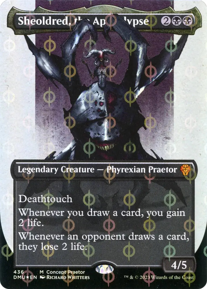 Sheoldred the Apocalypse (Borderless Concept Praetors Step-and-Compleat Foil) [Dominaria United] - MTG Single