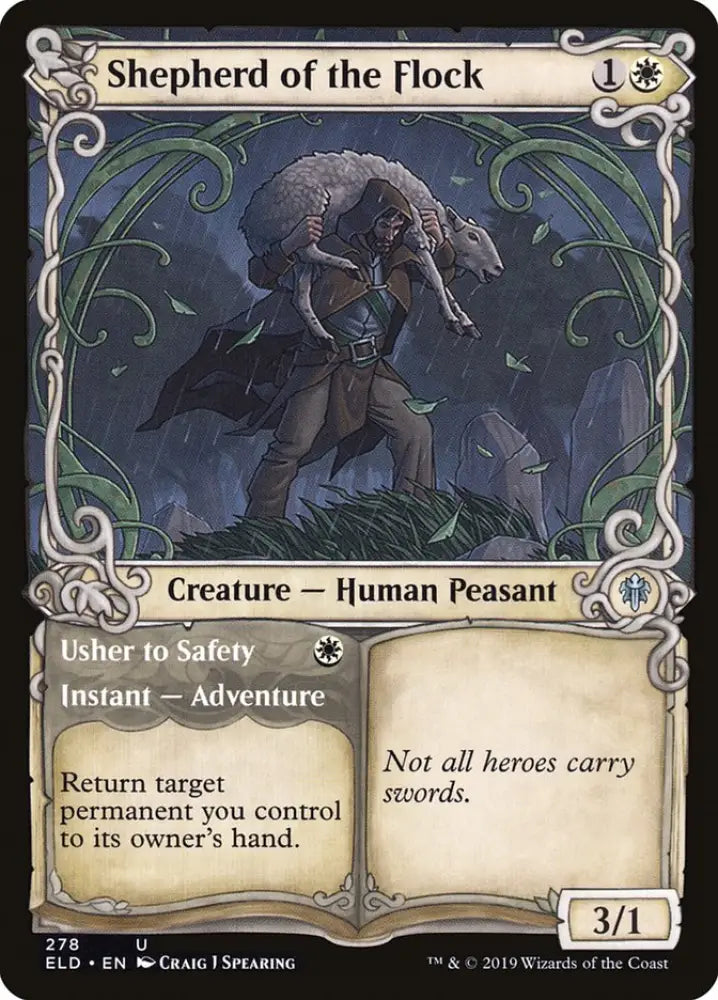 Shepherd of the Flock // Usher to Safety (Showcase) [Throne of Eldraine] - MTG Single