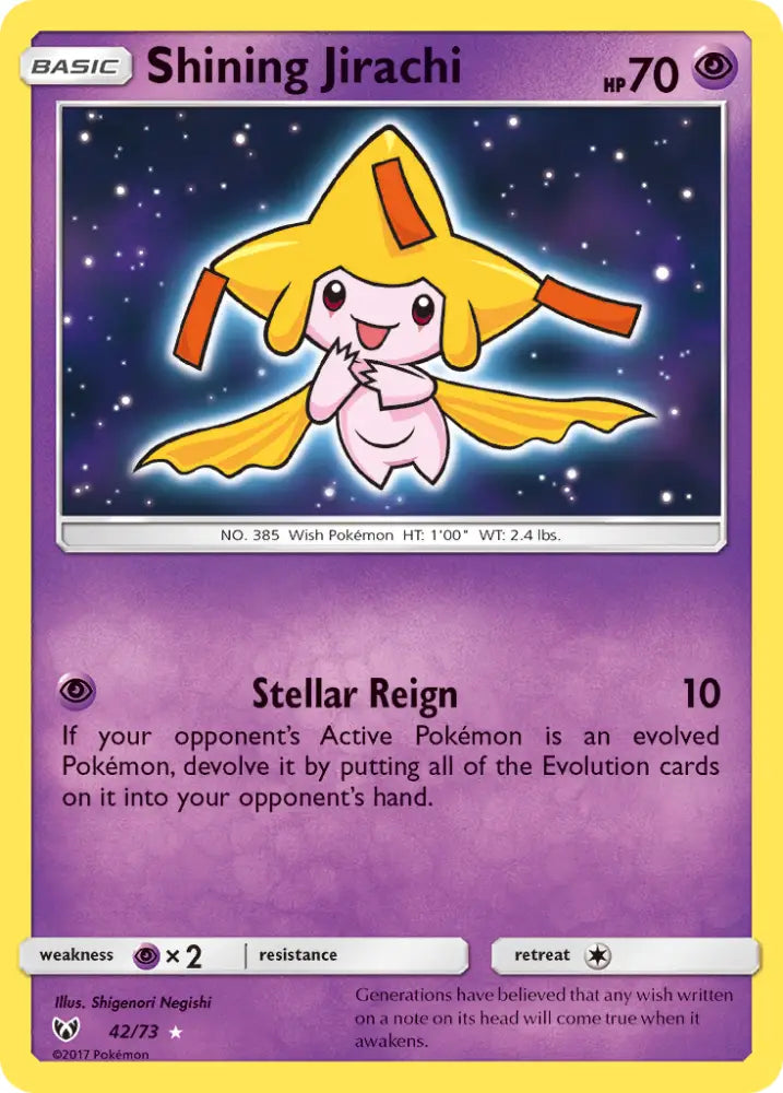 Shining Jirachi (42/73) [Sun & Moon: Shining Legends] - Pokemon Single