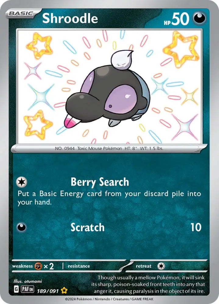 Shroodle (189/091) [Scarlet & Violet: Paldean Fates] - Pokemon Single