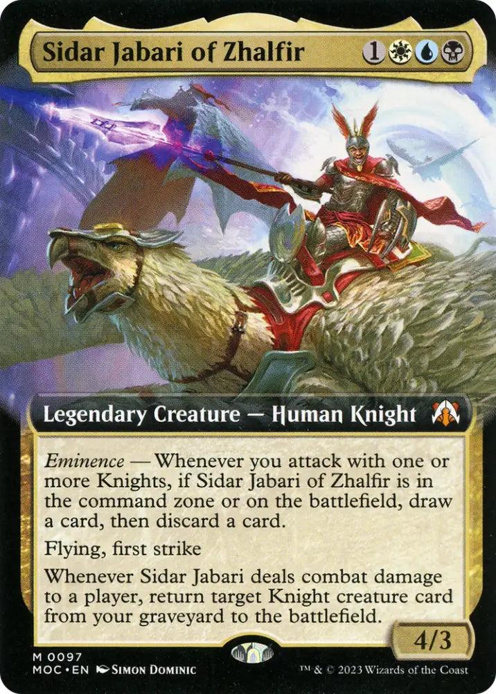 Sidar Jabari of Zhalfir (Extended Art) [March of the Machine Commander] - MTG Single