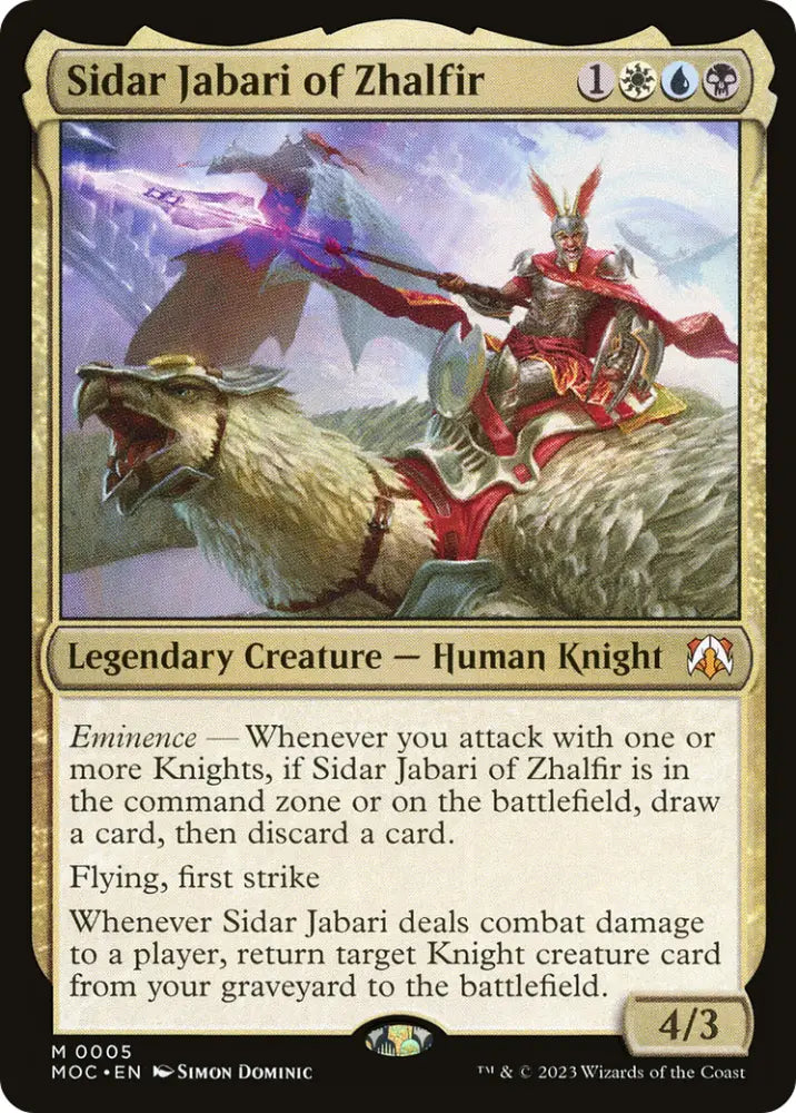 Sidar Jabari of Zhalfir [March of the Machine Commander] - MTG Single