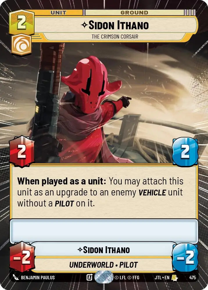 Sidon Ithano - The Crimson Corsair (Hyperspace) (475) [Jump to Lightspeed] - Star Wars: Unlimited Single