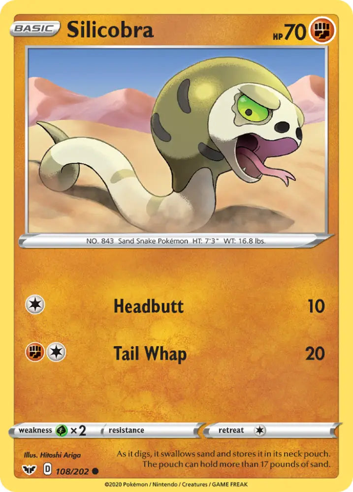 Silicobra (108/202) [Sword & Shield: Base Set] - Pokemon Single