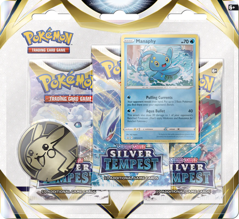 Pokemon SWSH12 Silver Tempest  3-Pack Blister Manaphy