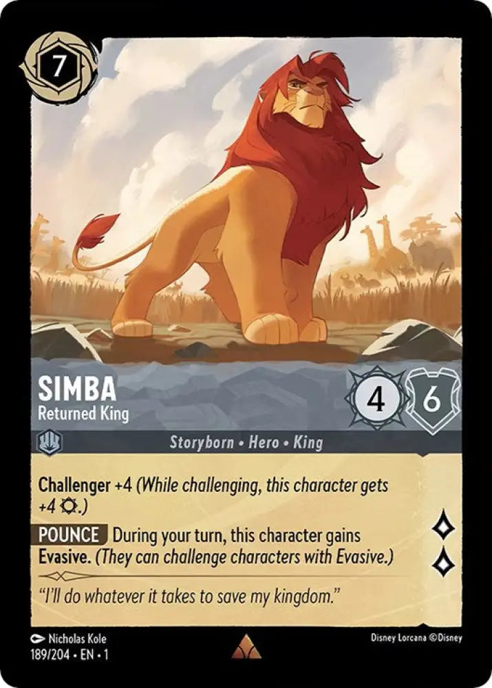 Simba - Returned King (189/204) [The First Chapter] - Lorcana Single