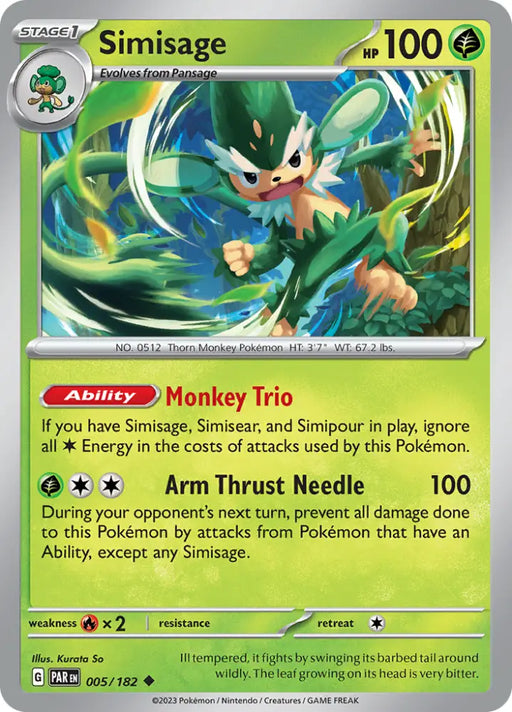 Simisage (005/182) [Scarlet & Violet: Paradox Rift] - Pokemon Single