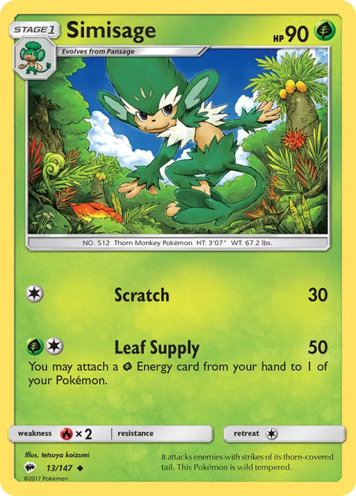 Simisage (13/147) [Sun & Moon: Burning Shadows] - Pokemon Single