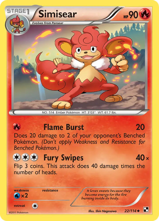 Simisear (22/114) [Black & White: Base Set] - Pokemon Single