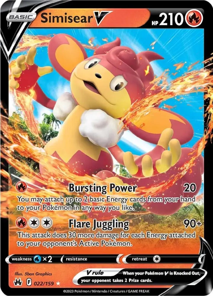 Simisear V (022/159) [Sword & Shield: Crown Zenith] - Pokemon Single