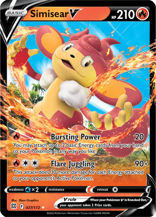 Simisear V (027/172) [Sword & Shield: Brilliant Stars] - Pokemon Single