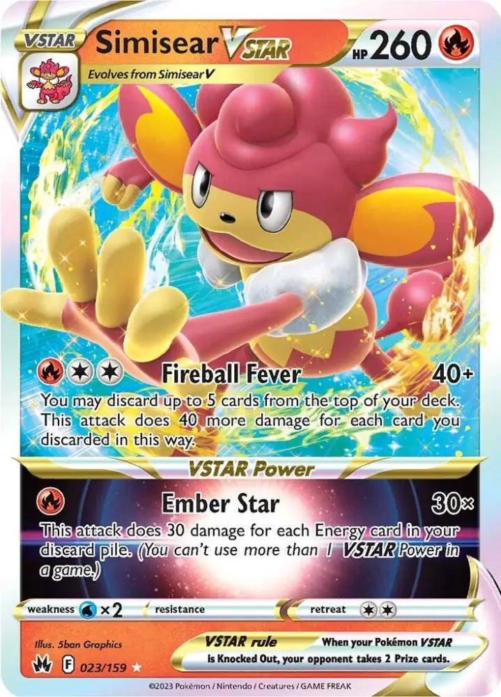 Simisear VSTAR (023/159) [Sword & Shield: Crown Zenith] - Pokemon Single