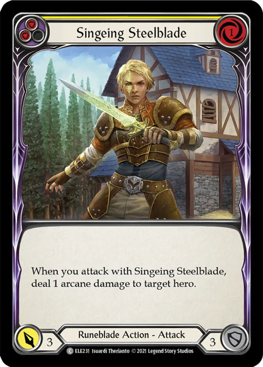 Singeing Steelblade (Yellow) [Tales of Aria 1st Edition] 1st Edition Rainbow Foil - Flesh And Blood Single