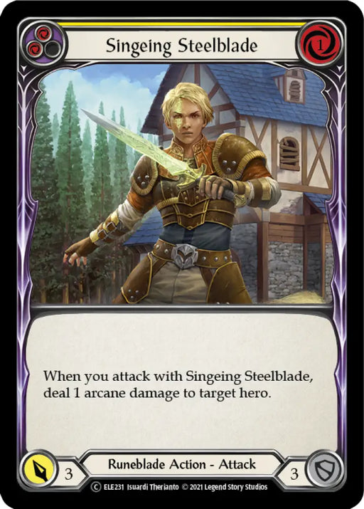 Singeing Steelblade (Yellow) [Tales of Aria Unlimited] Unlimited Rainbow Foil - Flesh And Blood Single