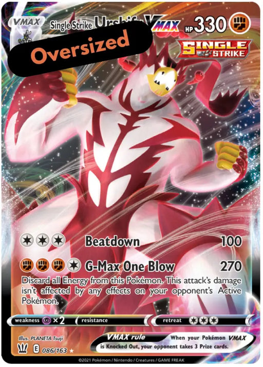 Single Strike Urshifu VMAX (086/163) (Jumbo Card) [Sword & Shield: Battle Styles] - Pokemon Single