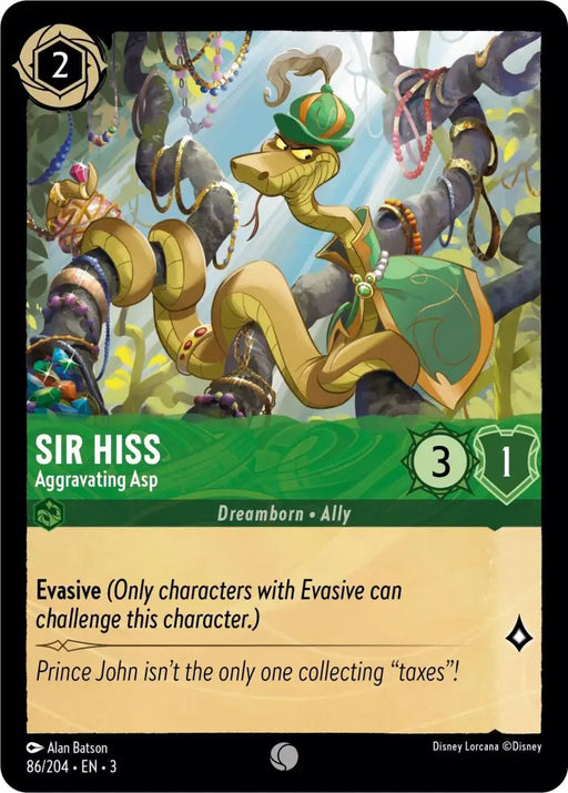Sir Hiss - Aggravating Asp (86/204) [Into the Inklands] - Lorcana Single