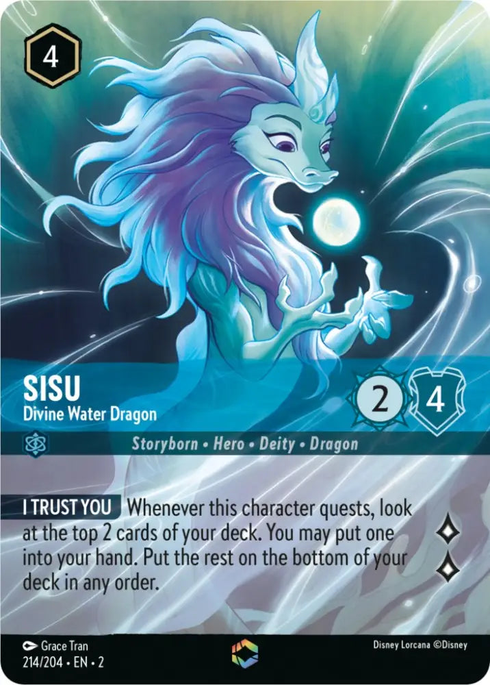 Sisu - Divine Water Dragon (Enchanted) (214/204) [Rise of the Floodborn] - Lorcana Single