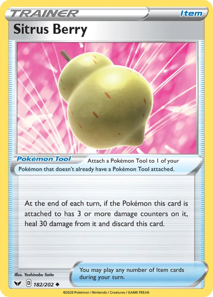 Sitrus Berry (182/202) [Sword & Shield: Base Set] - Pokemon Single